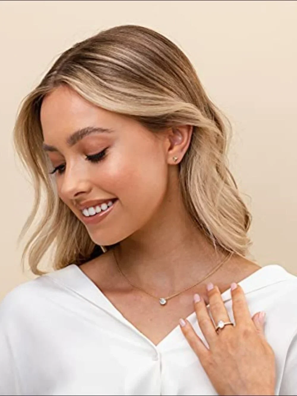 14k Gold Plated 1.5 Carat Cubic Zirconia Solitaire Pendant Necklace